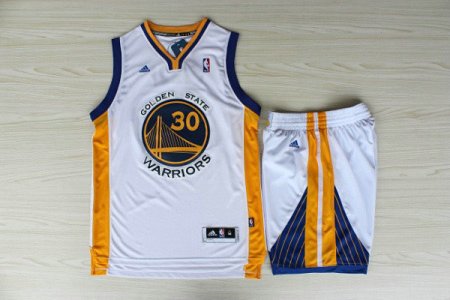 Maillot De Basket Golden State Warriors Tissus Sportif Fans Edition Blanc Short et Survetement
